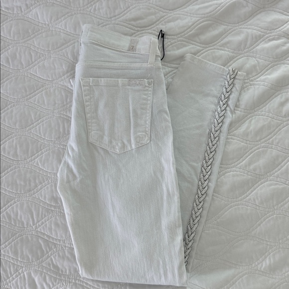 NWOT 7 for all mankind white Jeans with Braided Side Detail - Picture 1 of 8
